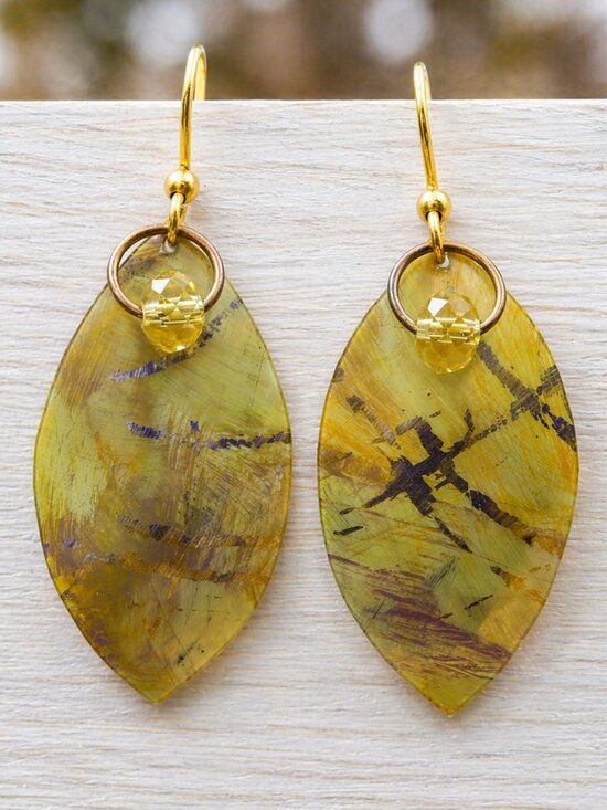 Boutique Jewelry - Gold Petal Drop Earrings | Lightweight Watercolor Design